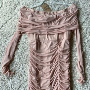 Mesh Ruched OTS Dress